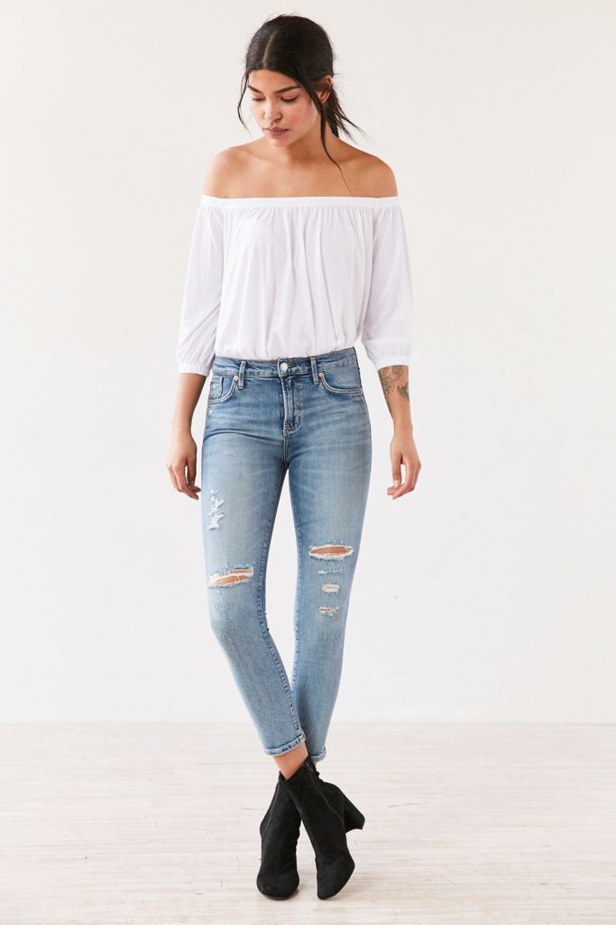 AGOLDE Sophie High-Rise Distressed Cropped Skinny Jean - Outsider