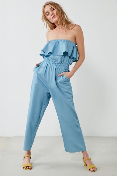 strapless chambray jumpsuit