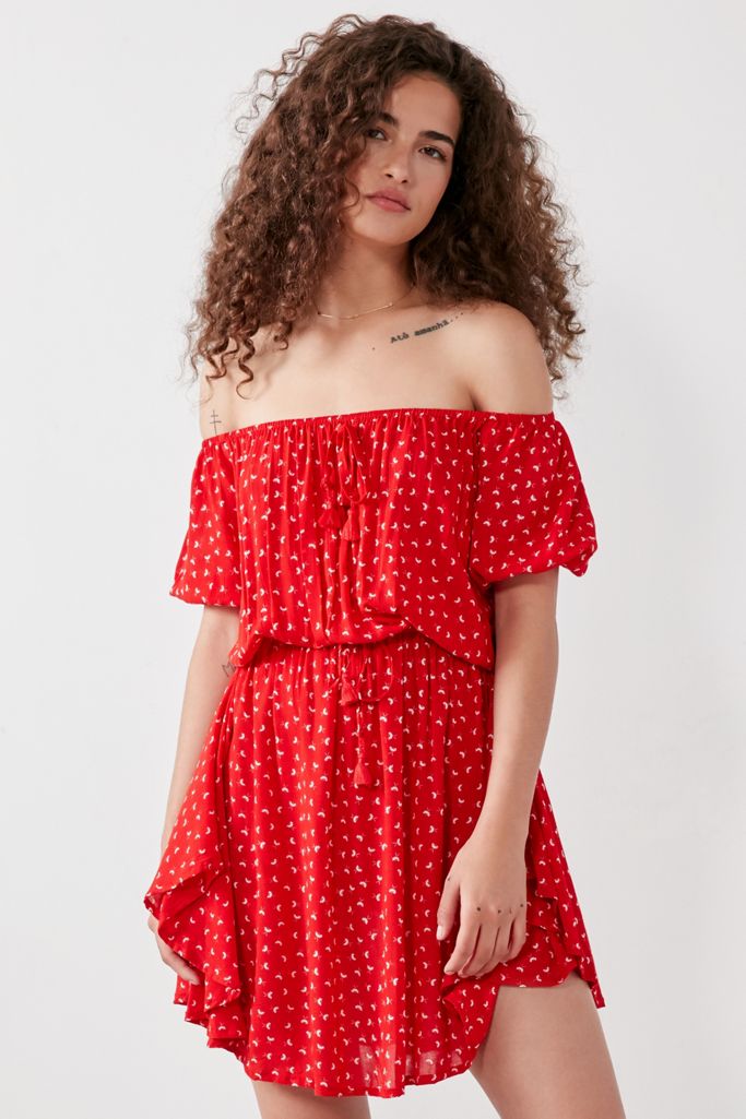 Faithfull The Brand OffTheShoulder TasselTie Dress Urban Outfitters