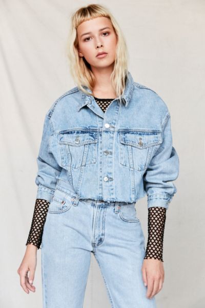 cropped frayed denim jacket