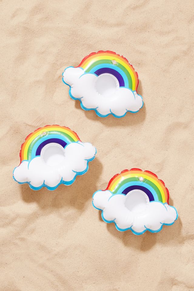 Rainbow Cup Holder Pool Float Set Urban Outfitters