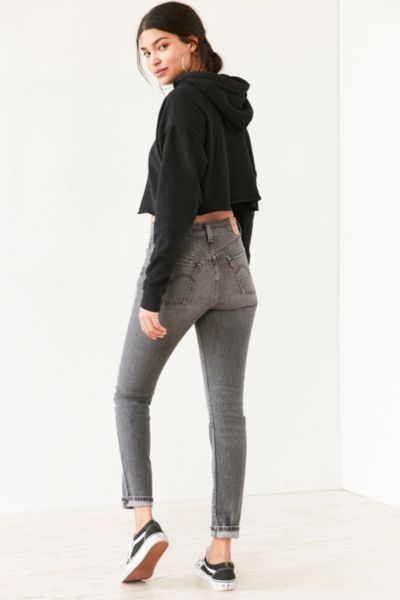 501 skinny washed black high rise jeans