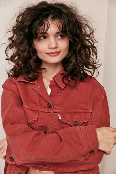 rust colored denim jacket