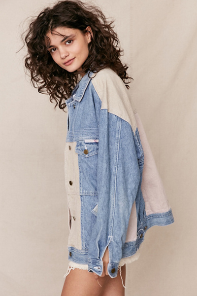 90s colorblock denim jacket