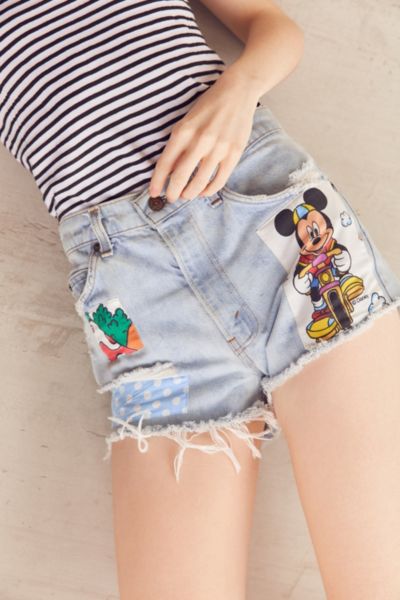 jean shorts with patches