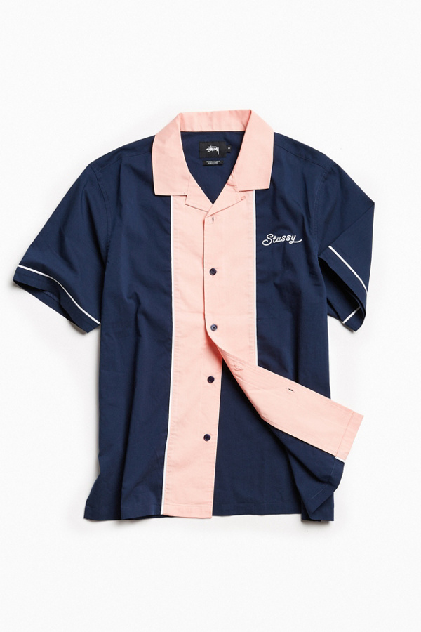 Stussy Middle Blocked Bowling Shirt Urban Outfitters