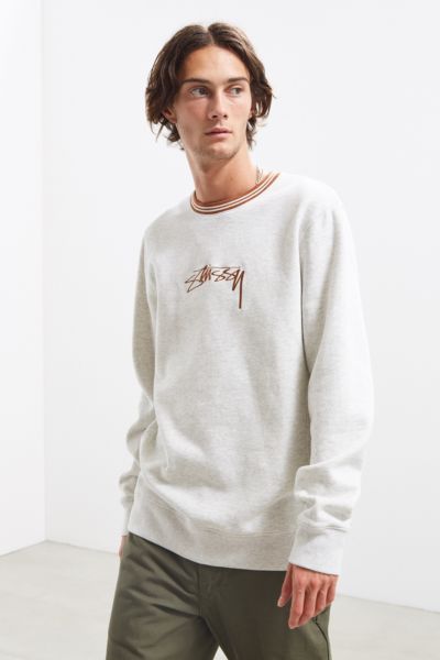 Stussy Contrast Collar Embroidered Crew Neck Sweatshirt | Urban Outfitters