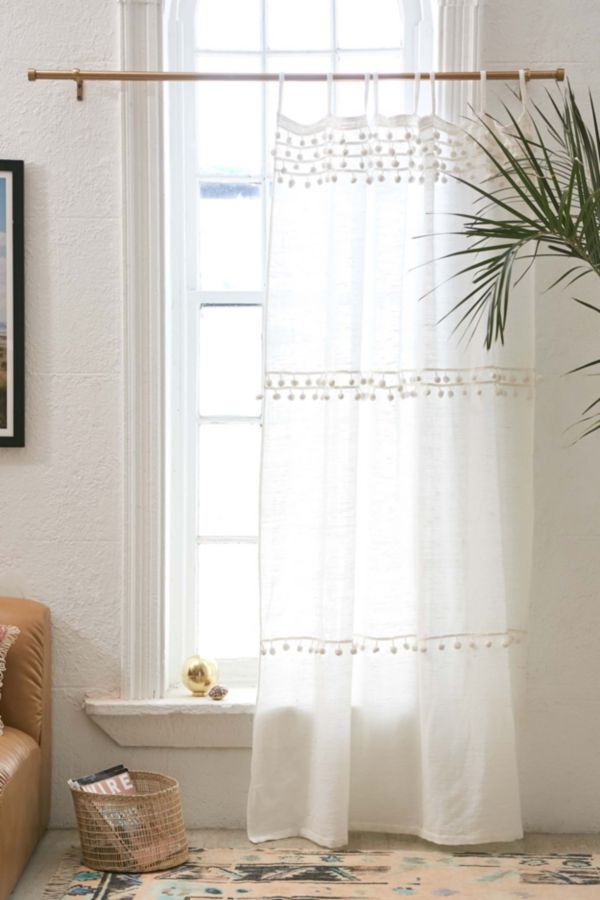 Averi Pompom Gauze Window Curtain Urban Outfitters