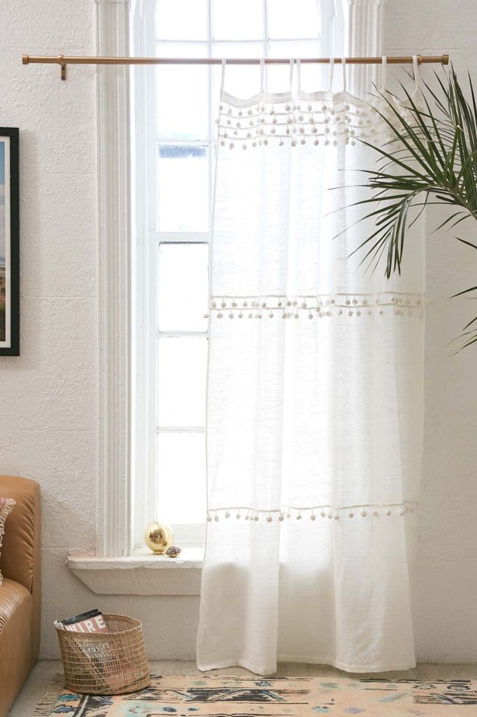 Averi Pompom Gauze Window Curtain Urban Outfitters