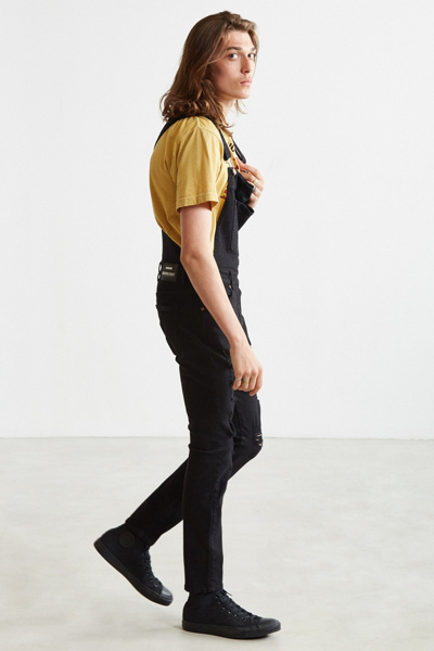 dr denim ira skinny overall jeans in black