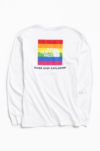 the north face rainbow box logo long sleeve tee