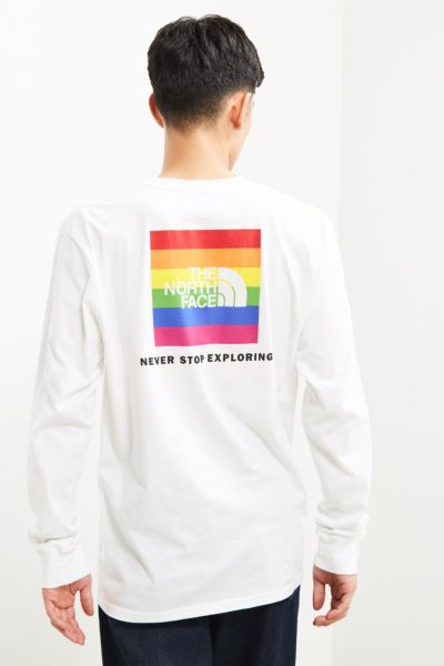 the north face rainbow box logo long sleeve tee