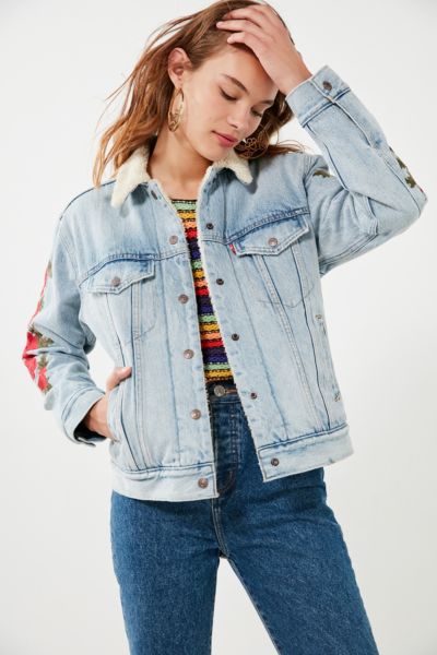 levi's ex boyfriend trucker jacket embroidered