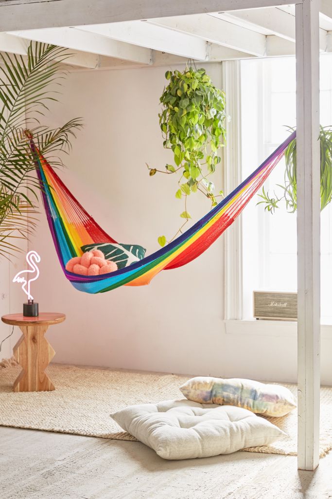 Yellow Leaf Hammocks Rainbow Double Hammock Urban Outfitters