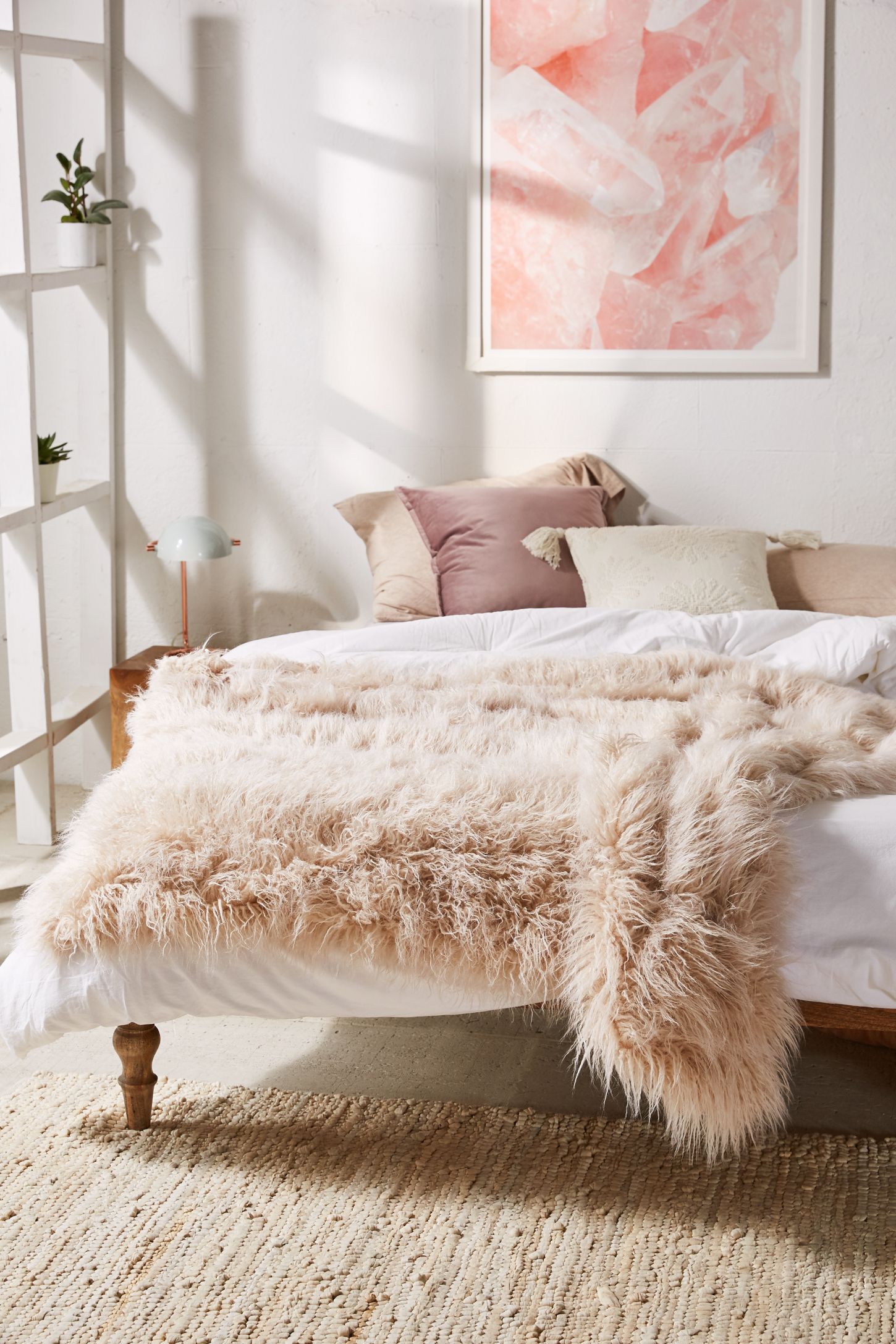 Marisa Tipped Faux Fur Throw Blanket Urban Outfitters
