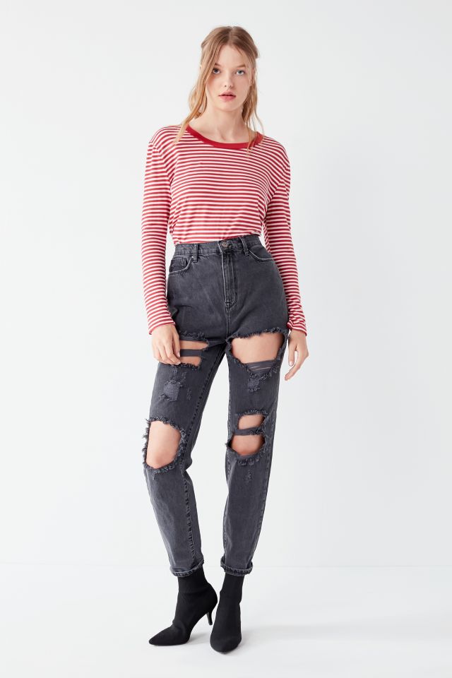 BDG Mom Destroyed Jean – Black | Urban Outfitters