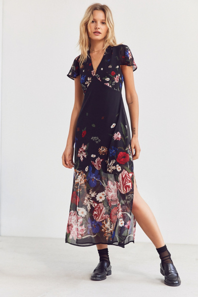 leith floral print midi dress