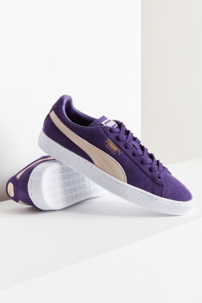 puma suede purple and white