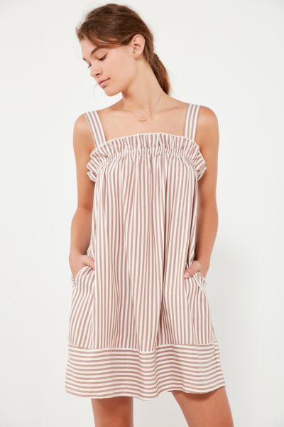 Cooperative Ruffle Edge Striped Mini Dress | Urban Outfitters