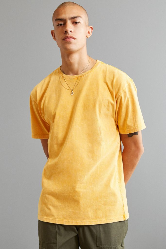 UO Crinkle Wash Yellow Knit Tee | Urban Outfitters