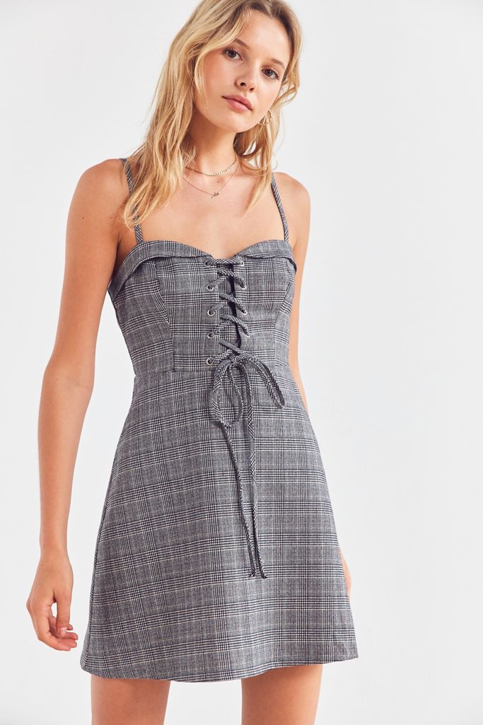 Cooperative Plaid Corset Mini Dress Urban Outfitters