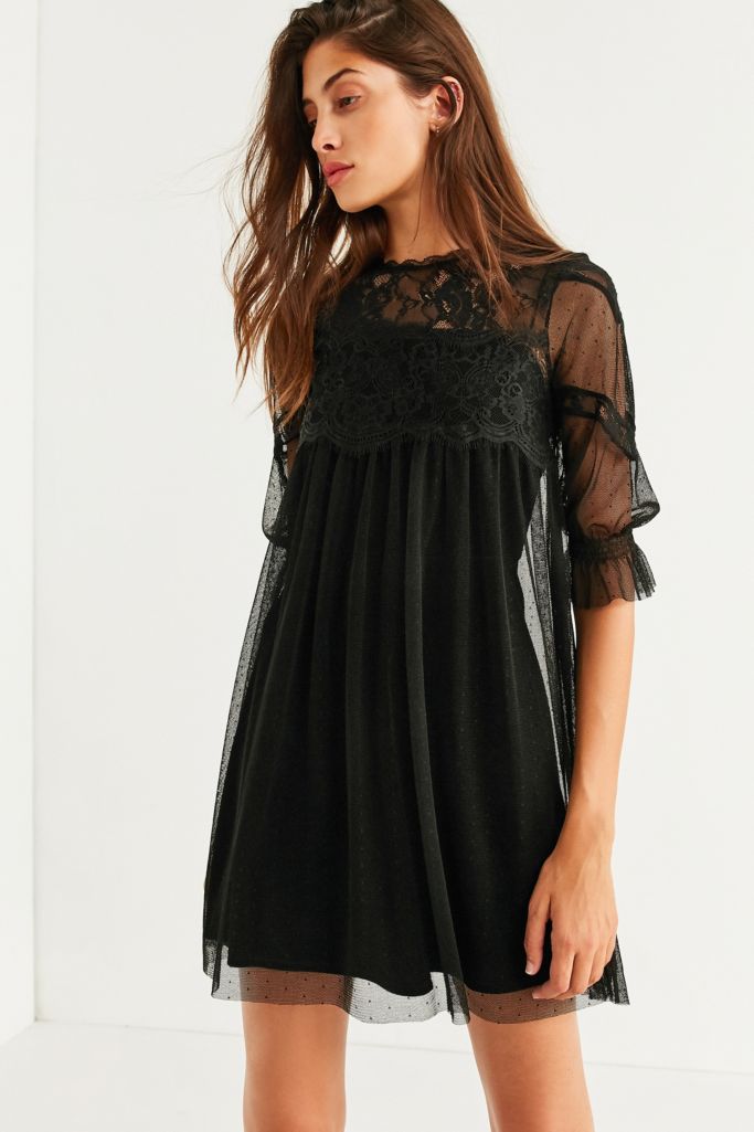 Kimchi Blue Mesh Lace Frock Dress | Urban Outfitters