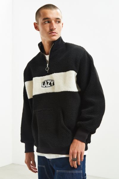 lazy oaf pink polar fleece zip sweat