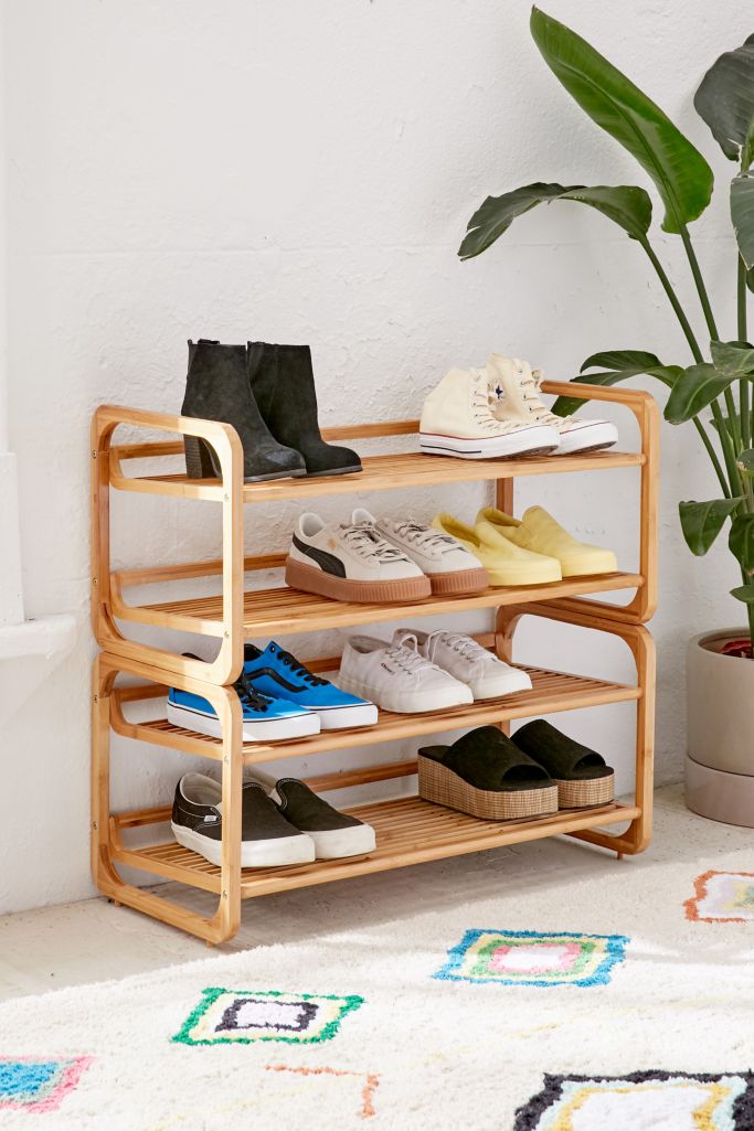 Stackable Bamboo Shoe Rack | Urban Outfitters