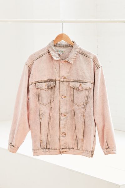 pink acid wash denim jacket