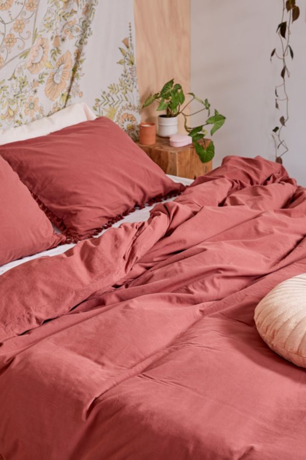 Washed Cotton Tassel Duvet Cover Urban Outfitters