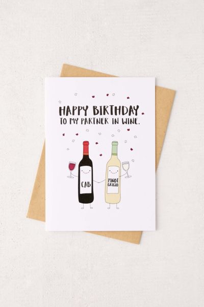 Humdrum Paper Happy Birthday Partner In Wine Card | Urban Outfitters