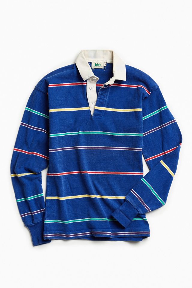 Vintage Blue Multi Stripe Rugby Shirt Urban Outfitters