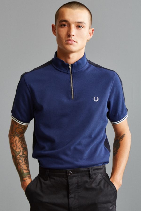 Fred Perry Zip Neck Pique Polo Shirt Urban Outfitters
