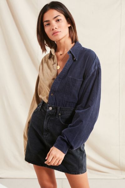 Urban Renewal Recycled Spliced Corduroy Shirt | Urban Outfitters