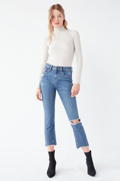 cropped kick flare jeans