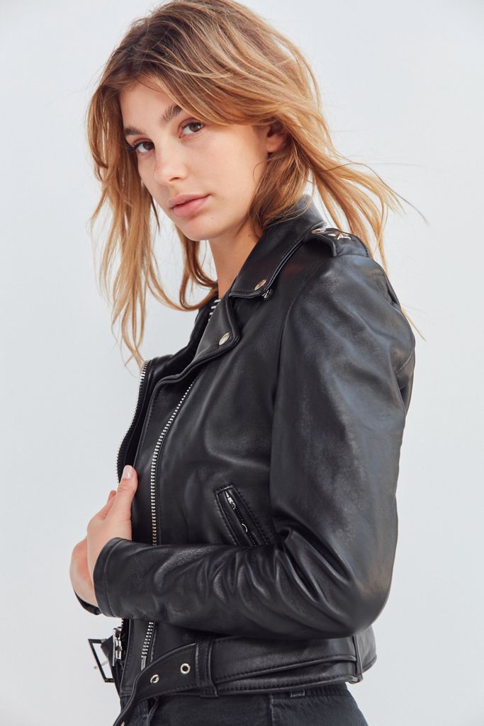 Schott Perfecto Leather Cropped Moto Jacket | Urban Outfitters