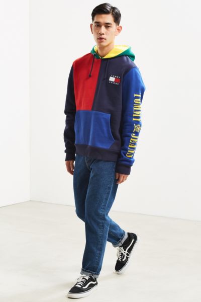 tommy hilfiger x uo colorblock hoodie sweatshirt