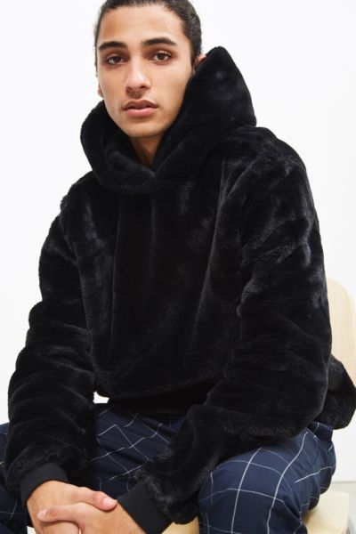 faux fur pullover hoodie men's