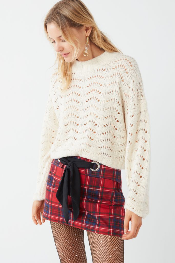 UO Jenni Pointelle Pullover Sweater | Urban Outfitters