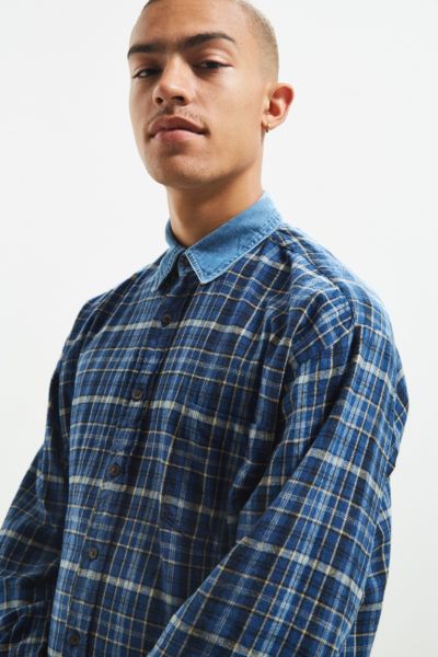 flannel with denim collar