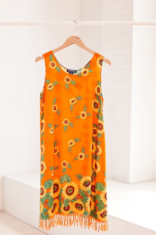 Vintage Orange Sunflower Print Mini Dress Urban Outfitters Canada