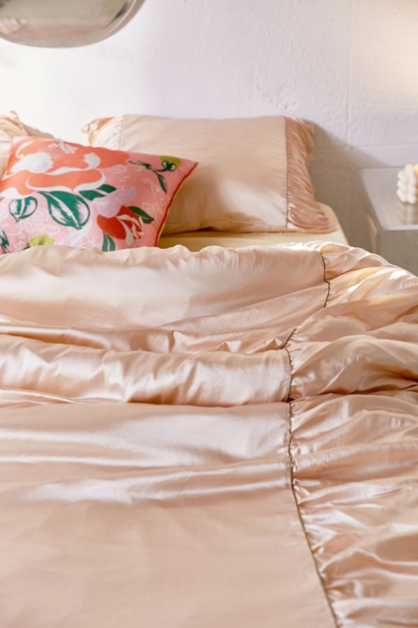 Modern Ruched Satin Duvet Cover Urban Outfitters