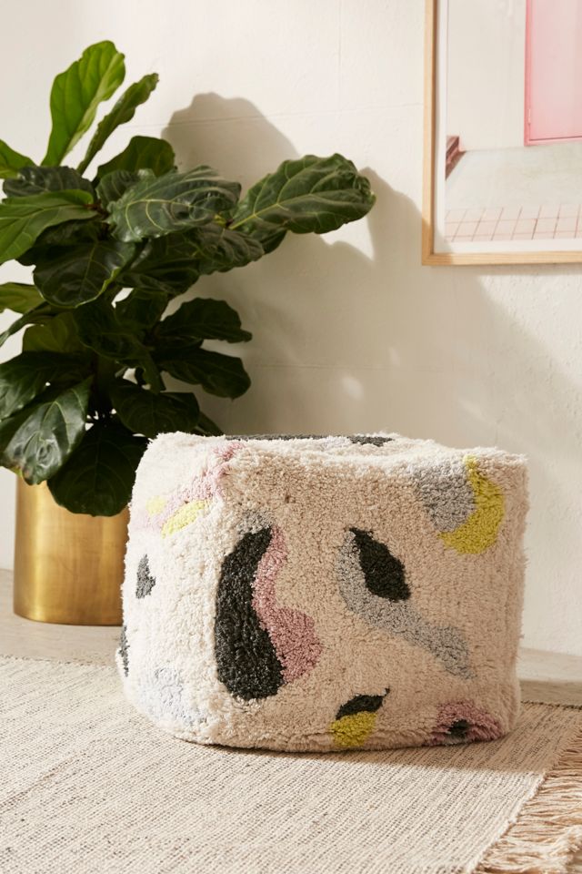 Shaggy Patterned Ottoman Urban Outfitters