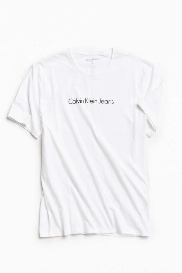 Calvin Klein Text Micro Logo Tee | Urban Outfitters
