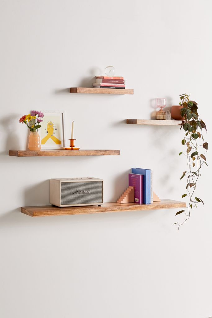 Simple Floating Wood Wall Shelf Urban Outfitters