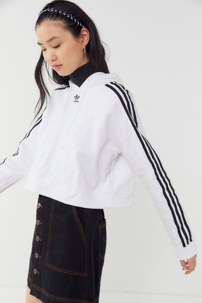 adidas Originals Adicolor 3-Stripes Cropped Hoodie Sweatshirt | Urban ...