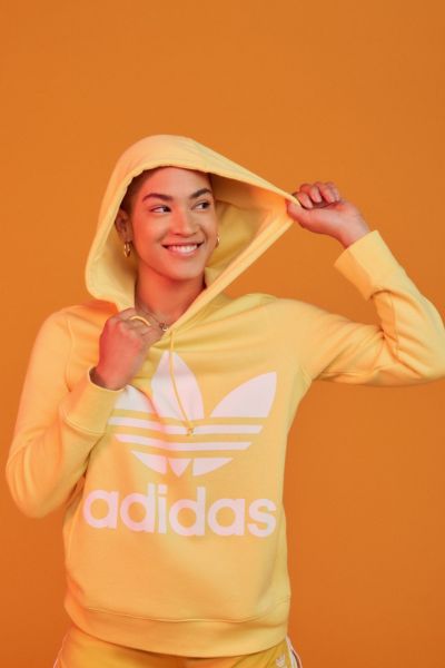 adidas yellow trefoil hoodie