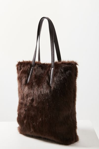 black fur tote bag