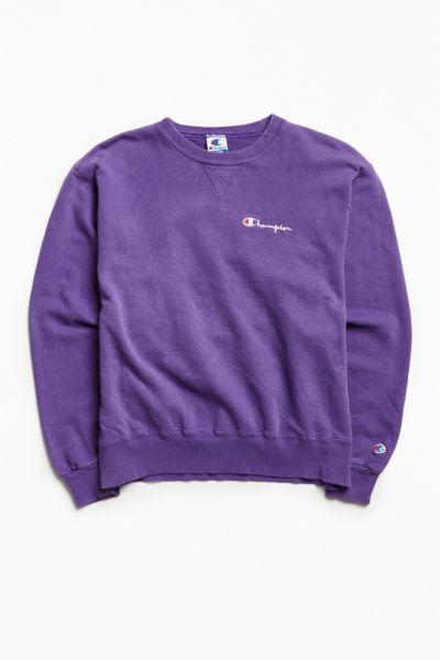 champion script logo violet crew neck sweatshirt