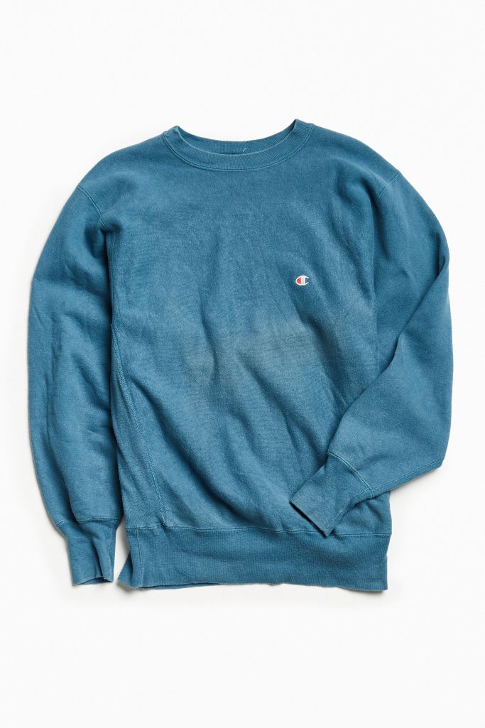 Vintage Champion Slate Blue Small Logo Crew Neck Sweatshirt | Urban ...